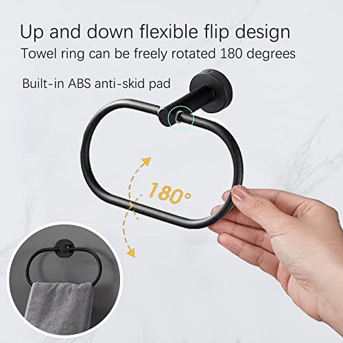 Linyoish 8-teiliges Badezimmerzubehör-Set aus Edelstahl, Handtuchhalter, Toilettenpapierhalter, Handtuchring, Kleiderhaken, 2 Klebehaken,2 Rasiererhalter (Schwarz)