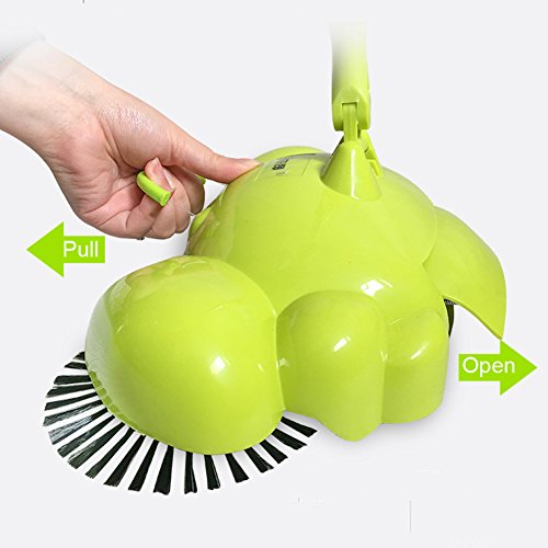 3-in-1 Household Hand Push Sweeper Vacuum Cleaner Rotating Floor Machine Broom Automatic Cleaning Robot Adjustable Dustpan Trash Bin Brush without Electricity