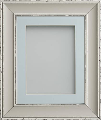Frame Company Brooke Moonstone Grey Photo Frame, Light Blue Mount, A4 for 10x6 inch, fitted with perspex