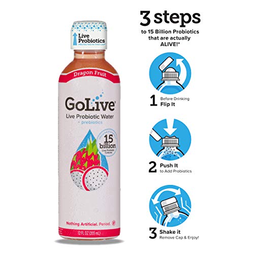 GoLive Probiotics for Women, Men and Children with Vitamin D3 - Prebiotics and Probiotics for Gut and Digestive Health - Doctor & Dietitian Recommended - Dragon Fruit Flavored Water