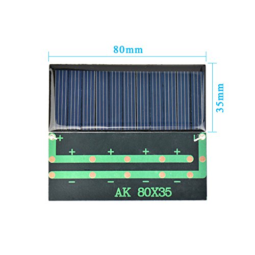 AOSHIKE 10Pcs 5V 60MA Epoxy Solar Panel Polycrystalline Solar Cell for Solar Battery Charger DIY 68x37MM/2.67x1.45inch (A)