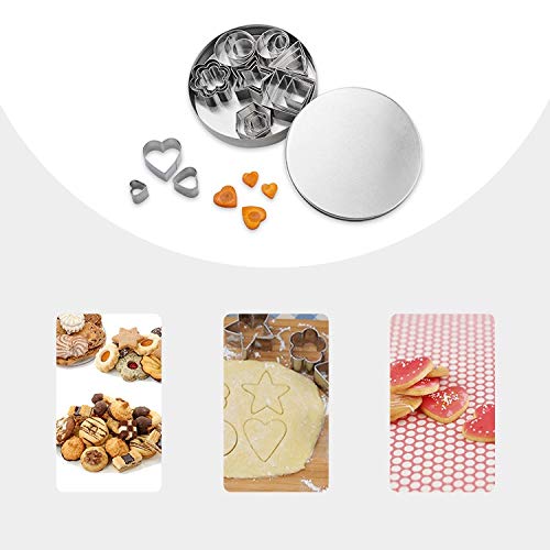 LetGoShop Cookie Cutters, Stainless Steel 24 Pieces Biscuit Cutters Include Star Shape, Heart Shape, Flowers Shape and Geometric Shape Pastry Cutter Mousse Cake Molds - Thumbnail 6