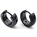 KONOV Mens Stainless Steel Classic Plain Cambered Stud Huggie Hoop Earrings Set, Black