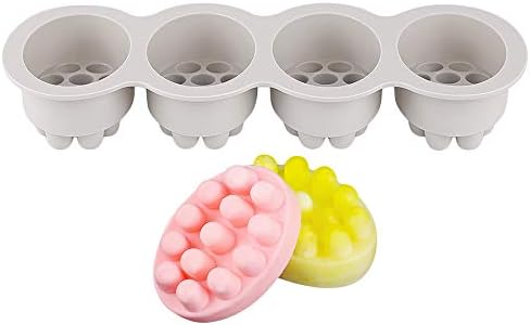 Massage Bar Ellipse Silicone Soap Mold, 4.5 oz x 4, 4 Bar, Handmade Soap Marking Mold.（Grey）