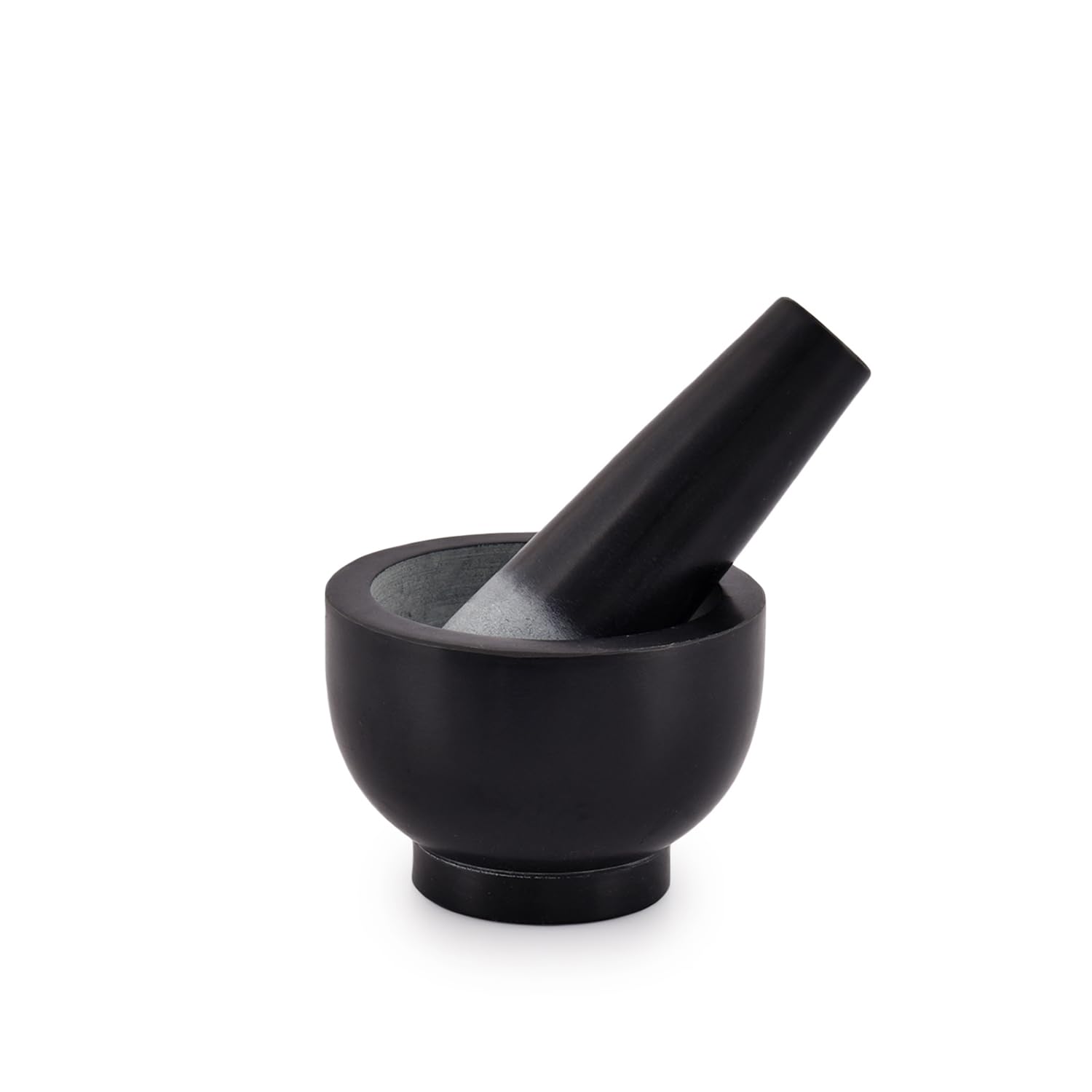 Black Granite Mortar and Pestle Set Unfinished Surface for Enhanced Grinding – Heavy-Duty Stone Grinder (9.52cm Diameter, 6.98cm Height)