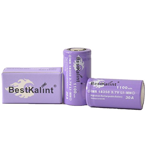 BestKalint IMR 18350 1100mAh 3.7V 30A Li-mn Rechargeable Battery with Flat Top