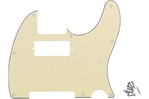 ROZILO 8 Hole Tele Mini Humbucker Pickguard with Mini Humbucker Pickup Hole for Tele/Telecaster Aged White
