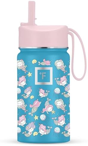 IRON °FLASK Kids Water Bottle Straw Lid, 20 Name Stickers