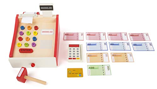 Small Foot 11082 Spielkasse mit Zubehör aus Holz für Kinder ab 3 Jahren, mit Kartenlesegerät und Scanner, Spielgeld, EC… – Bild 5