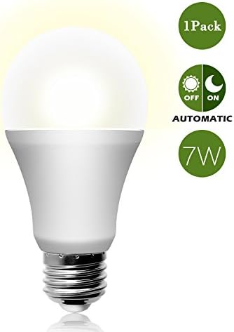 Dusk to Dawn Light Bulb 40 Watt Equivalent Dusk 7W Till Dawn Smart Photo Sensor LED Bulbs E26/E27 Base 3000K Outdoor Indoor Lighting Lamp Auto On/Off (Warm White, 7W 1 PACK)