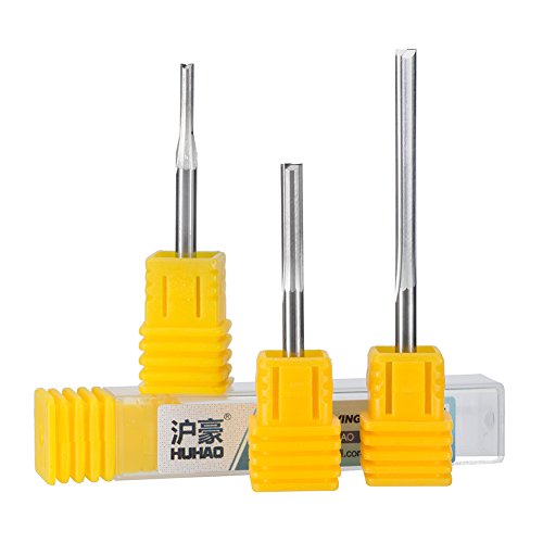 HUHAO 1PC 3.175mm 1/8" Two Flutes Straight Router Bits for Wood CNC Straight Engraving Cutters Carbide Endmills Cutting Milling Tools (2558)