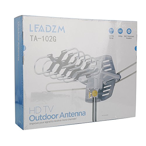 360° UV Dual-band Outdoor Antenna Satellite Television Antennas Set Outdoor Amplified HDTV Digital TV Antenna 150 Miles Range Support UHF/VHF Signal With Remote Control & US Plug & Cable 33 ft
