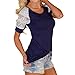 YANG-YI Women Fashion Summer Solid Blouse Lace T-Shirt Short Sleeve Casual Tops