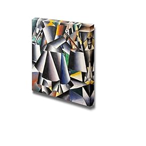 Woman with Pails by Kazimir Malevich - Canvas Print Wall Art Famous Painting Reproduction - 12" x 12"