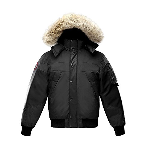 Triple F.A.T. Goose Ovstyn Mens Leather Panel Down Jacket With Real Coyote Fur (Black)