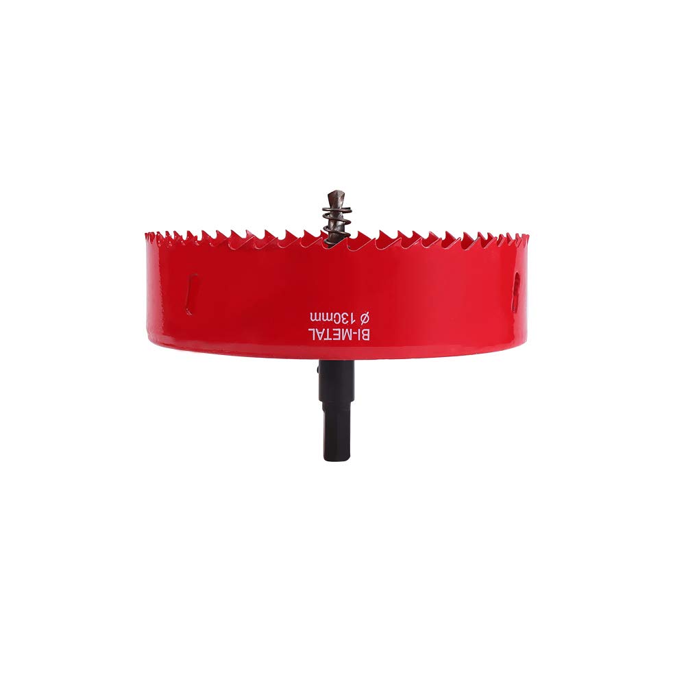Utoolmart 130mm Bi-Metal Hole Saw M42 High Speed Steel Holesaw Blade 25mm Cutting Depth Opener Cutter Drill Bit with Triangular Handle for Wood Sheet Metal Plastic Fiberboard