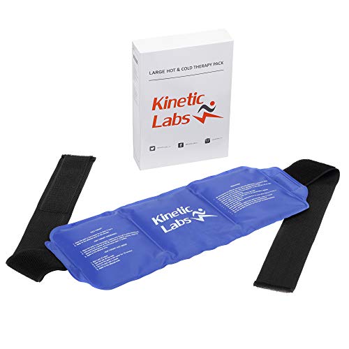 Reusable Ice Pack for Injuries and Pain Relief by Kinetic Labs - Gel Hot & Cold Pack with Strap - Best Ice Pack for Back Knee Shoulder Hip Thigh Leg Neck Head Ankle Feet Fever Surgery