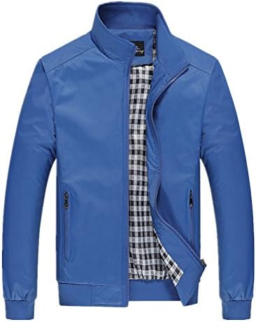 Mercea Men's Casual Jacket Outdoor Windbreaker Lightweight Gentlemen Zip Bomber For Fall Spring Winter Coat (Tag 5XL(us 2XL), Sky Blue)