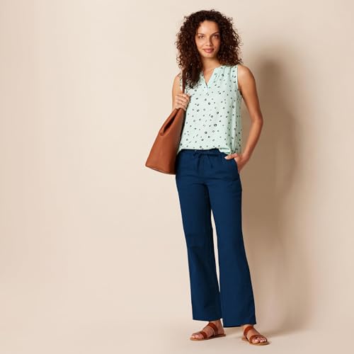 Amazon Essentials Women's Loose-Fit Drawstring Linen Blend Wide Leg Pants (Available in Plus Size)