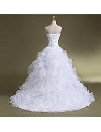 Bridal Mall Vestido de novia de organza con escote en cascada