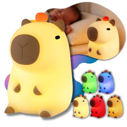 Luminária de Silicone Capivara LED Touch RGB, Bateria Recarregável USB com Intensidade de Luz Controlável no Toque e Temporizador Automático - Decoração Ideal para Crianças - Qualidade Premium LNSTORE