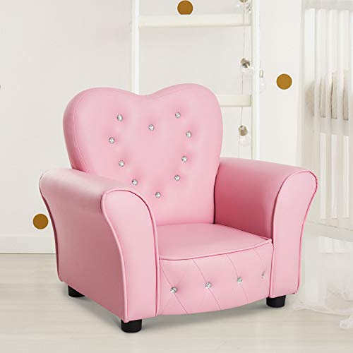 Qaba Kids Sofa Toddler Tufted Upholstered Sofa Chair Princess Couch