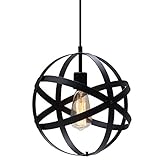 KingSo Industrial Metal Pendant Light, Spherical Ceiling Light ORB Globe Hanging Light Fixture For Kitchen Island Dining Table Bedroom Hallway