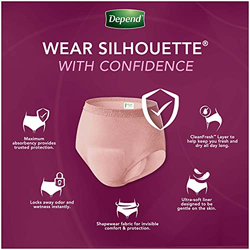 Depend Silhouette Adult Incontinence and Postpartum Underwear for Women