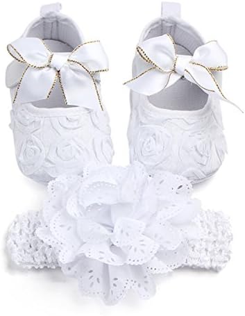 Baby Girl Bowknot Baby Girl Shoes with Matching Baby Hair Accessories Children Flower Infant Toddler Girl Headband with Shoes Set