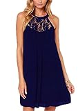 DREAGAL Girls Chiffon Beach Dress Knee Length Wedding Dresses Navy Blue Large