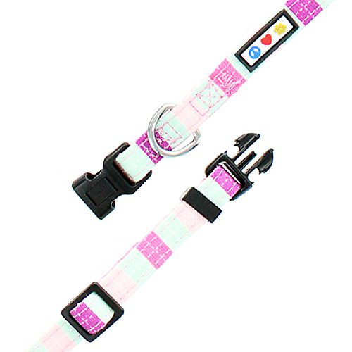 Pawtitas Pet / Puppy Soft Training Adjustable Multicolor Dog Collar Extra Small 3/8 Inch Teal / Pink / Purple