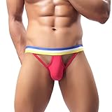 Binmer(TM)Men Briefs Bikini Hollow out Bulge Pouch Shorts Underwear Underpants (L, Red)