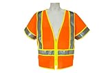 3A Safety SME-C3200-M ANSI Class 3 High Visibility Zipper Front Mesh Vest with Sleeves and Pockets, Orange, Medium