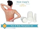 4 Piece Chinese therapy cupping set- Great natural at home acupuncture cupping kit for message, muscle relief, pain, wrinkles and cellulite- 100% safe