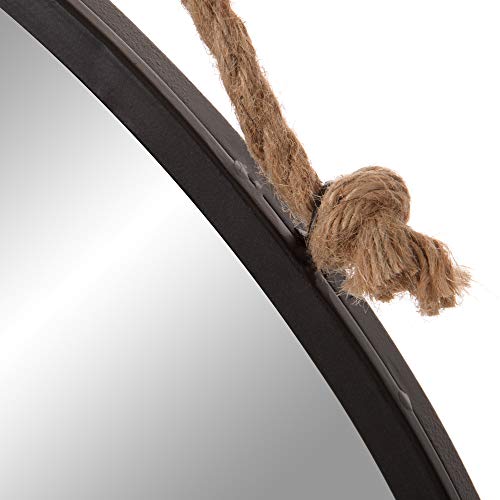 Patton Wall Decor 24" Round Metal Wall Mirror with Hanging Rope and
