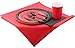 Party Lovers Premium Party Supplies Disposable Dinnerware Set - 20pc Includes Black and Red Dinner Plates, Cutlery, Tablecloth Napkins and Cups - Birthday Paper Tableware Collections
