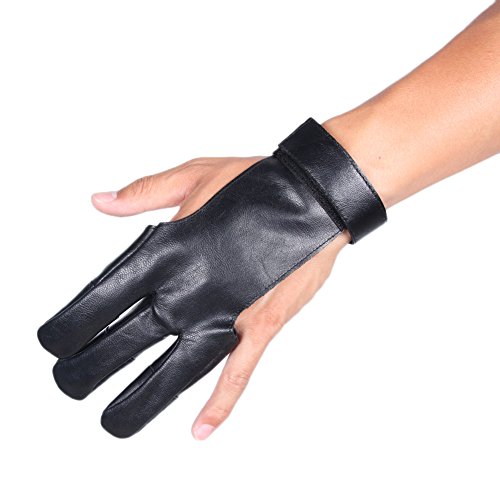 image for CyberDyer Elastic Leather Archery Three Finger Protective Glove For Re