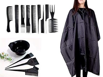 Glan Combo of Cutting Sheet, Cutting Combs and Dye Brush Kit For Home and Salon Use, Black, 35 Grams, Pack of 1 (M14)