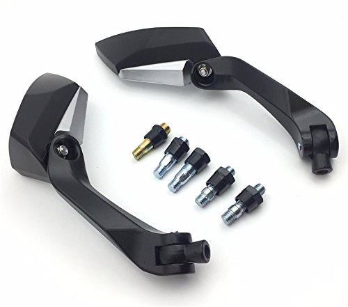 HTT Motorcycle Black Diamond Blade Style Rearview Mirrors 8mm 10mm Fit All Motorcycle Standard Naked Street Bike with Standard Metric Screws 7/8" handlebar Honda CB1000R Shadow Valkyrie
