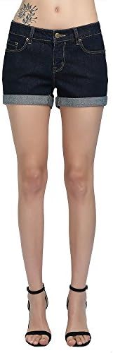 Isolde Stretch Denim Short For Girls and Women (10, Dark Blue)