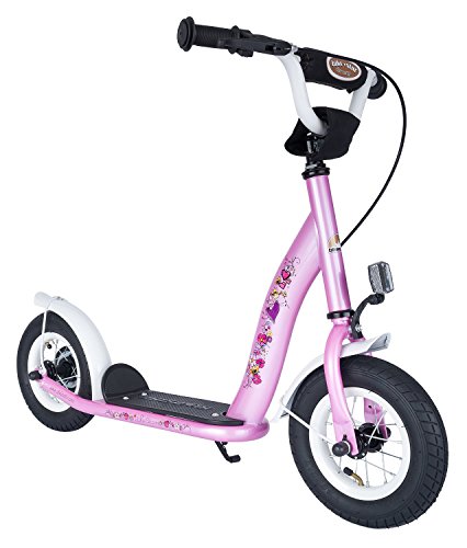 BIKESTAR Original Safety Pro Sport Push Kick Scooter Kids with Brakes, Mudguard and air Tires for Age 5 Year Old Children | Classic Edition with Alloy Wheels 10 Inch | Pink Fairy