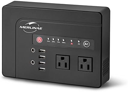 Merlinae Portable Power Bank 39600mAh Rechargeable Battery with 2-AC 200 W Outlets&amp;DC &amp; 4 USB for All Smart phones/Laptop/Game Console/Digital Camera/Projector/Drone/Car Jump starter and other Vehicle