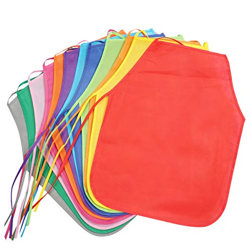 Bosoner Kids Art Aprons Children Art Smock with Children Artist Painting Classroom, Community Event, Crafts and Art Painting Activity for Age 2-7 Years (12 Pack 12 Color)