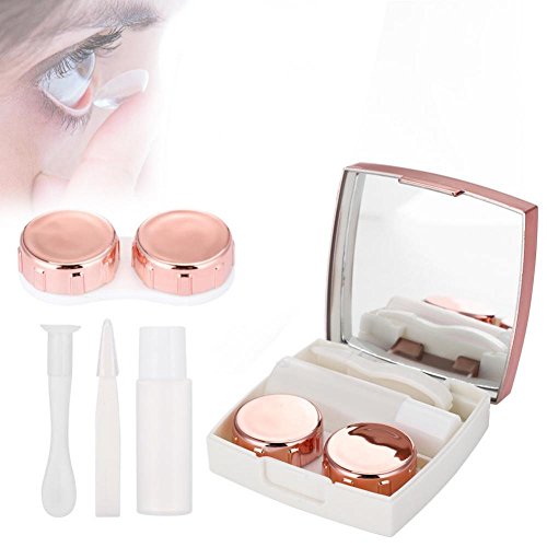 Contact Lens Box, Mini Simple Contact Lens Holder Eye Care Lenses Container Case Portable Mirror Tweezer Travel Kit Box (Pink) - Thumbnail 7