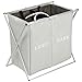 L23 x W15 x H22 Inch Large Oxford Cloth Laundry Bag Double Laundry Hamper Organizer with Removable Mesh Bags for Easy Transport (Grey)