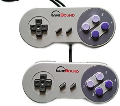 Gamebound SNES Super Nintendo Controller, Retro USB Controller for PC/Mac/Retro Pi (2x Purple)