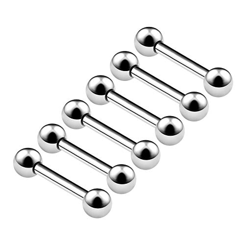 BanaVega 6PCS Surgical Steel Barbell Stud 16g 1.2mm 3/8 10mm 3mm Ball Tragus Daith Helix Earrings Cartilage Piercing Jewellery 6339