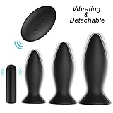 3Pcs Vibrating Butt Plug Set Anal Plug Training Kit, Remote Control 9 Vibration Modes Anal Sex Toys with Suction Cup Base for Male, Female and Beginner