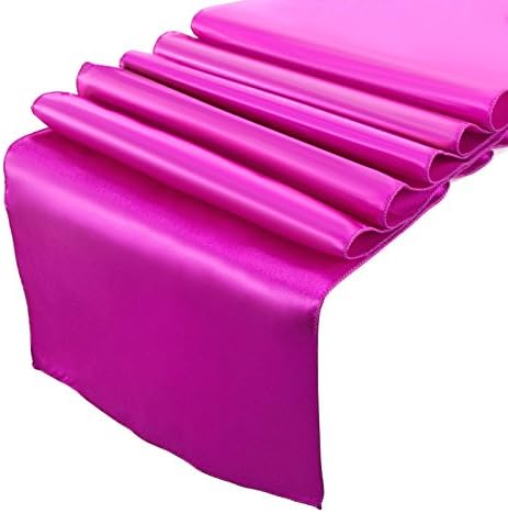 CCTRO Pack of 10 Satin Table Runner, Bright Silk and Smooth Fabric Wedding Party Bridal Shower Babe Shower Dining Table Decoration 12x108 inches (Purple)