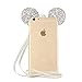 iPhone 6S Plus Case, MC Fashion Sparkly 3D Mickey Mouse Bling Bling Crystal Rhinestone Ears Clear TPU Rubber Case with Removable Strap for iPhone 6S Plus (2015) & iPhone 6 Plus (2014) (Bling-Clear)